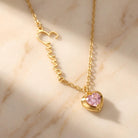 Paula - Sideways Name Necklace with Heart Birthstone