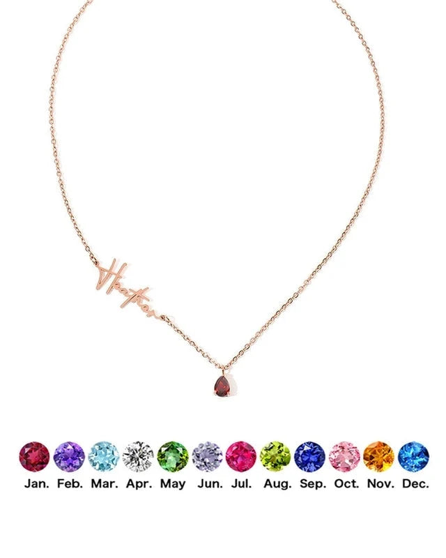 Mia - Name Necklace with Birthstone
