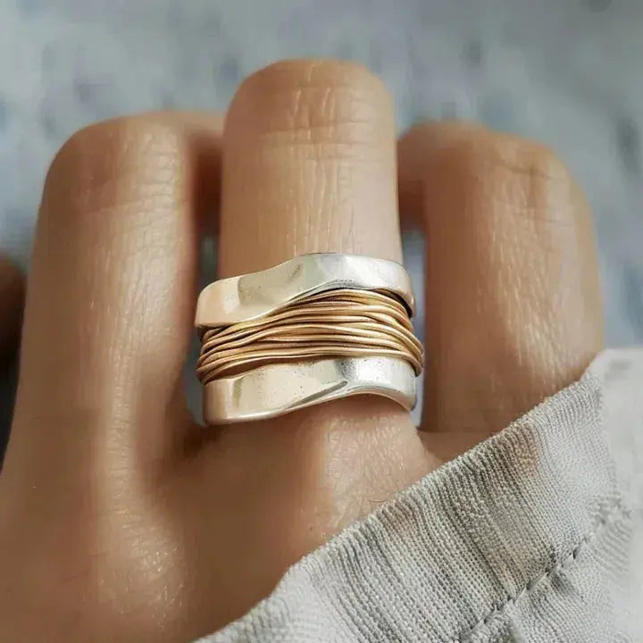 Elena - Two-Tone Thread Wrap Ring