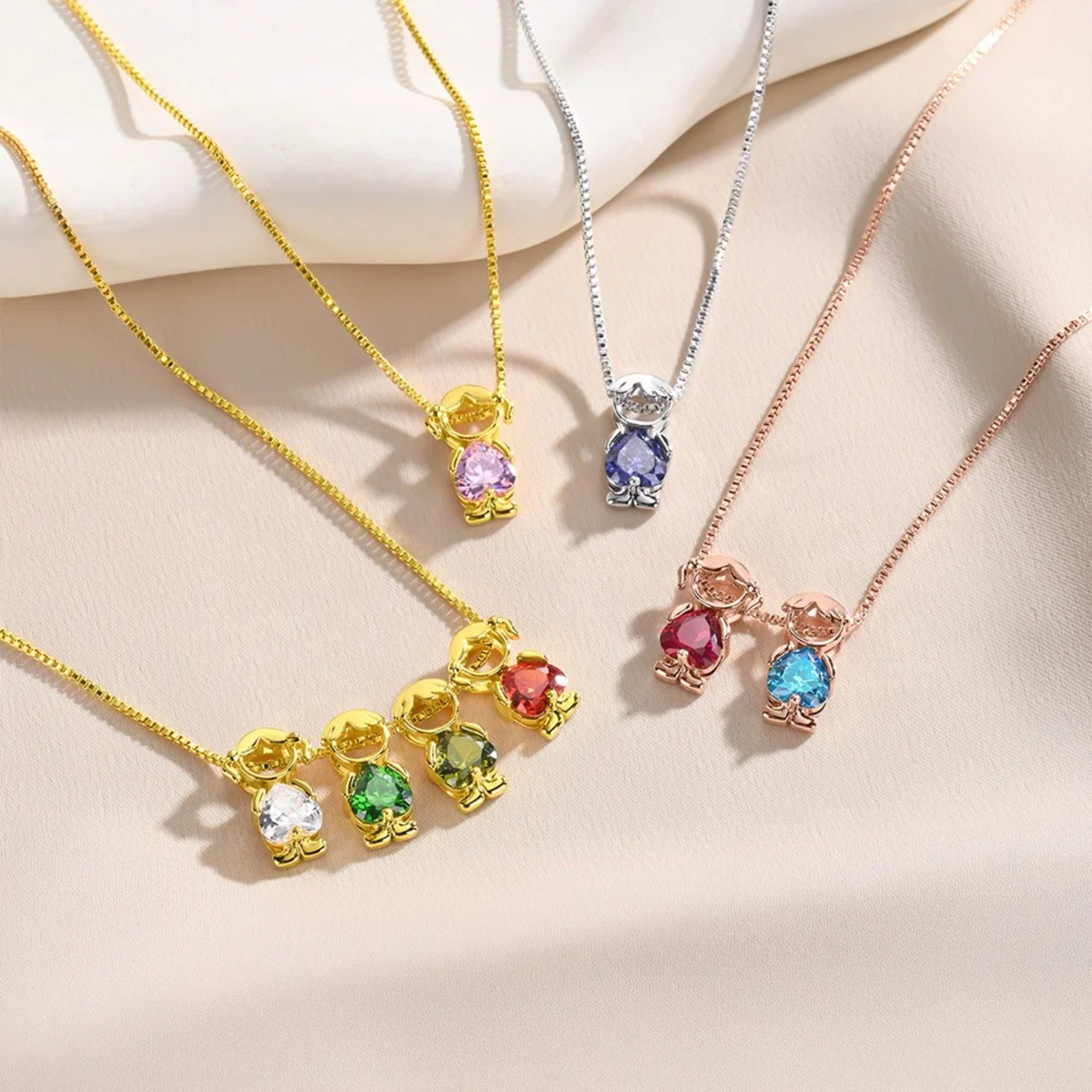 Megan - Birthstone Mom Necklace with Kid Charms
