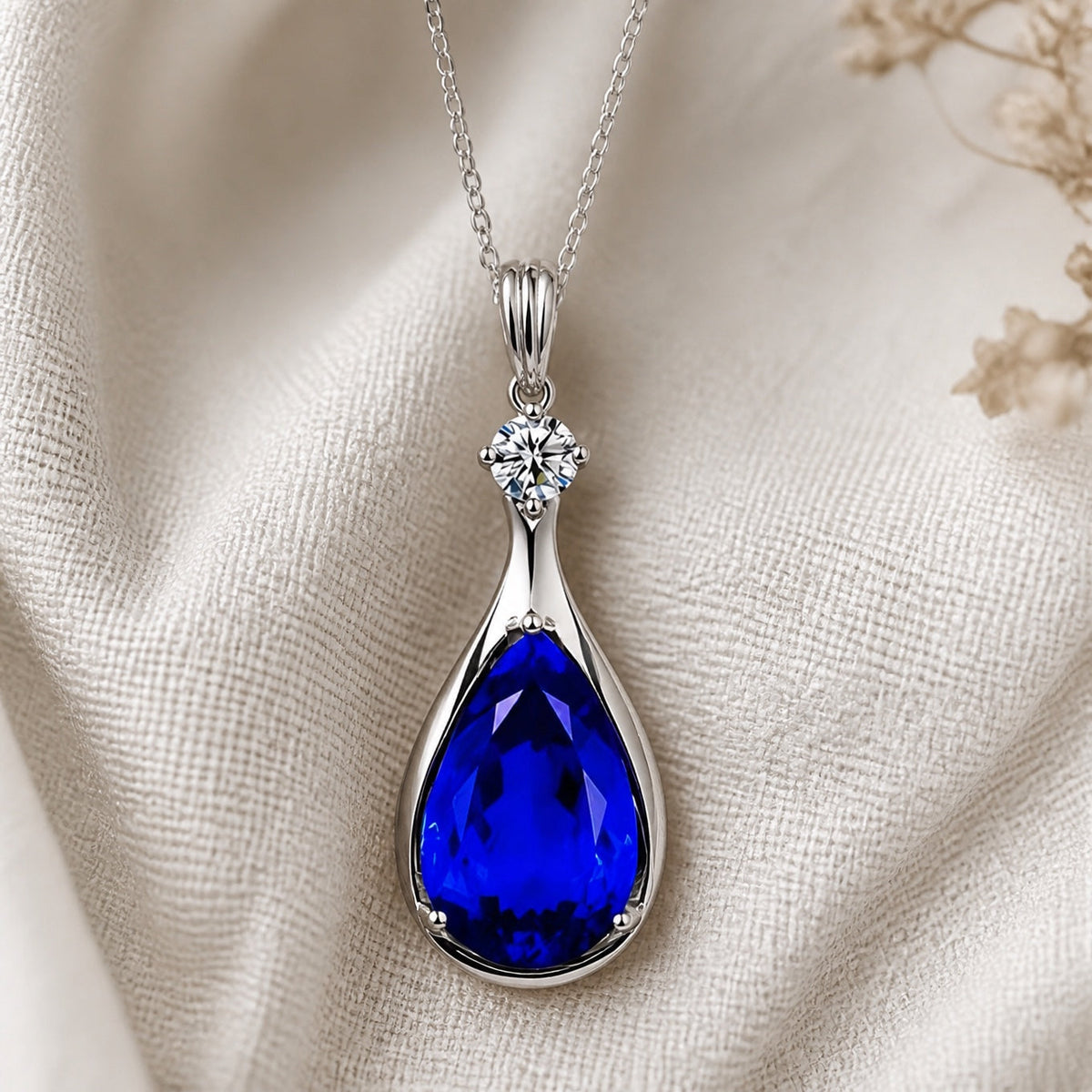 Daisy - Blue Teardrop Pendant Necklace