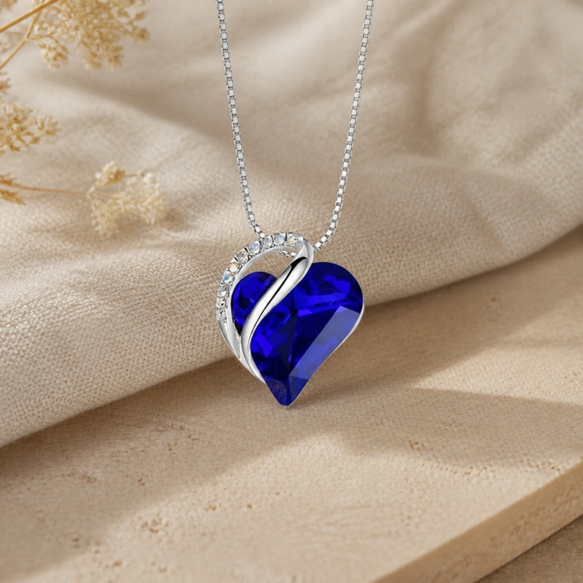 Emily - Blue Heart Pendant Necklace