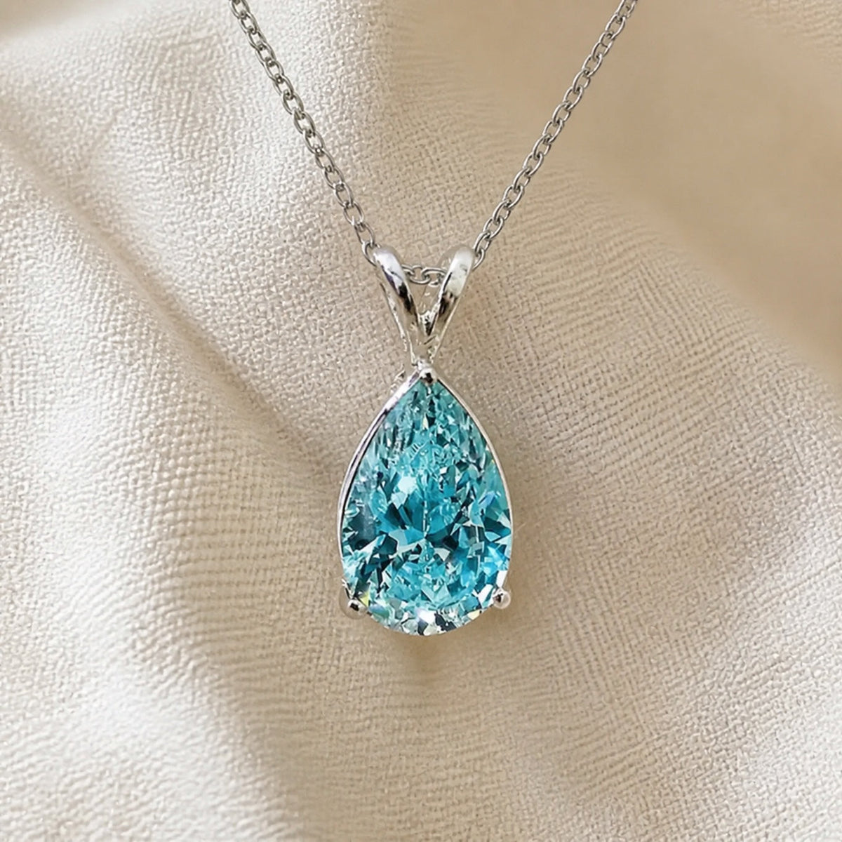 Flora - Aqua Teardrop Pendant Necklace