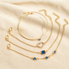 Jeanne - Blue Stone and Heart Bracelet Set