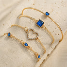 Jeanne - Blue Stone and Heart Bracelet Set