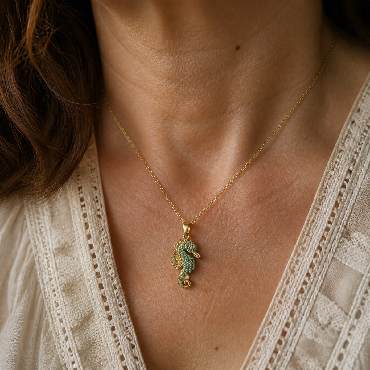 Nell - Gold Seahorse Pendant Necklace