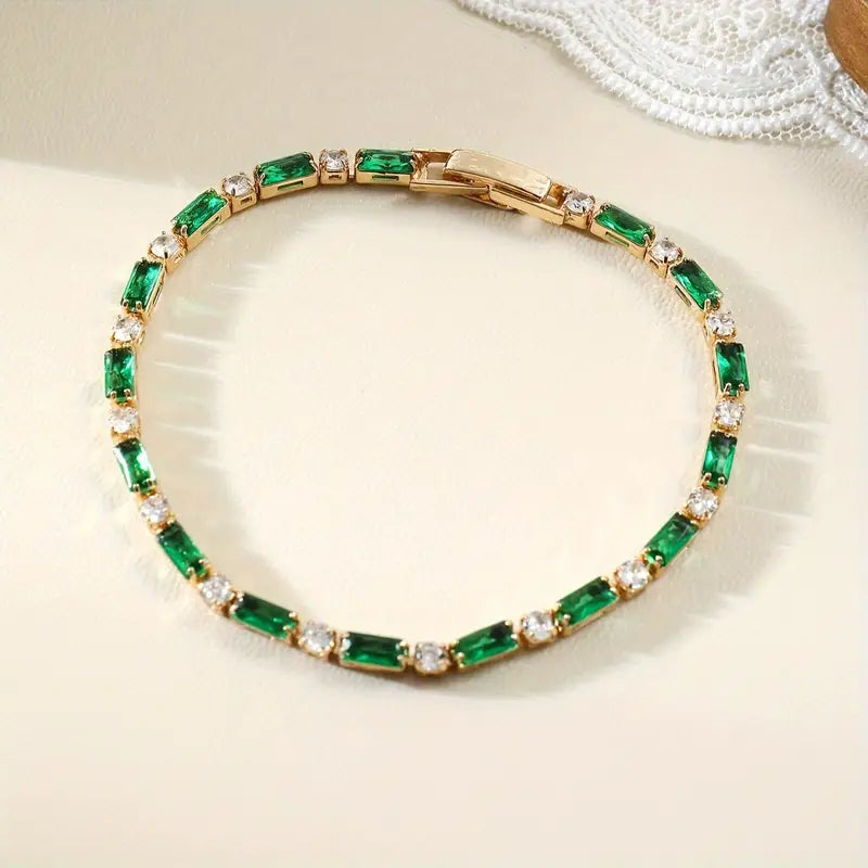 Matilda - Green Stone Gold Bracelet