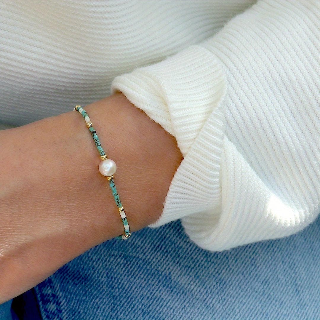 Leila - Teal Seed Bead Bracelet