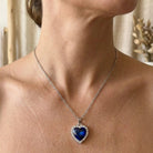 Polly - Blue Heart Halo Pendant Necklace