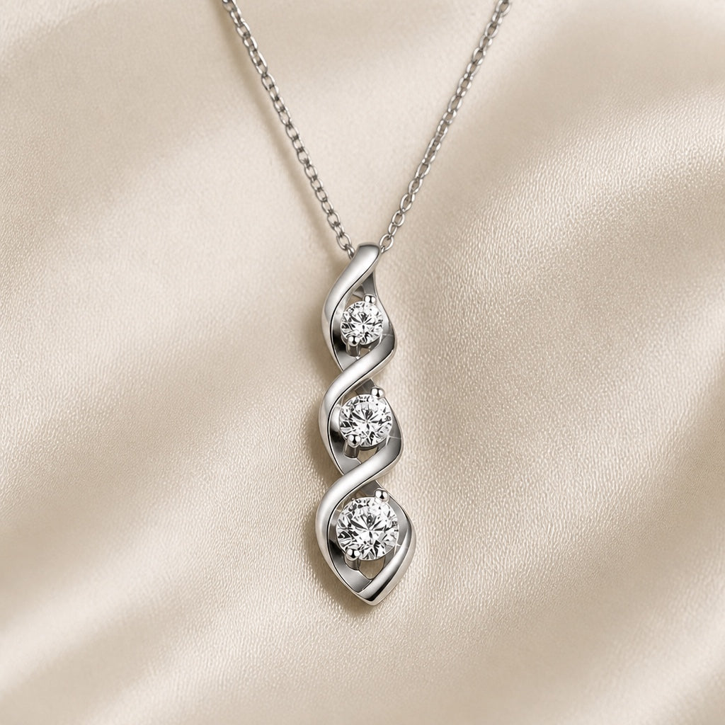Hilda - Three Stone Twist Pendant Necklace
