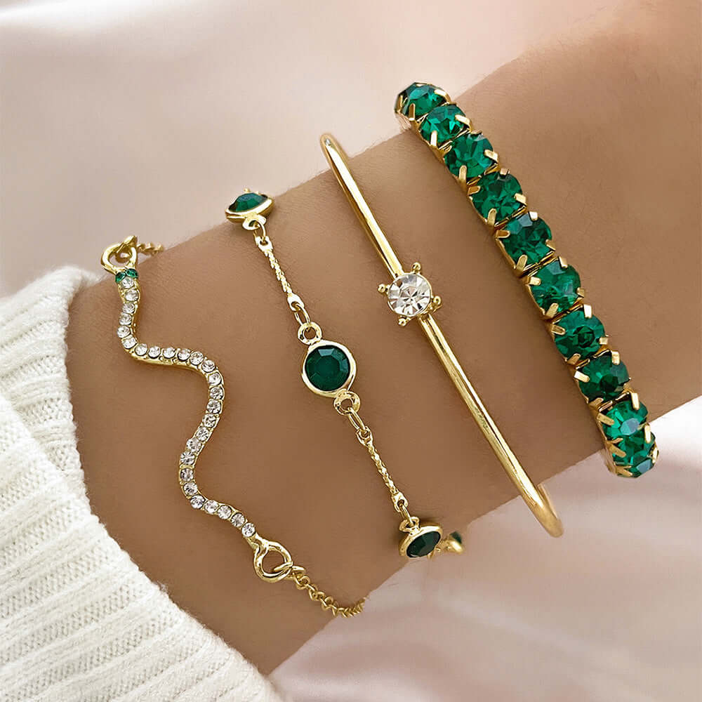 Heidi - Green Stone Bracelet Set