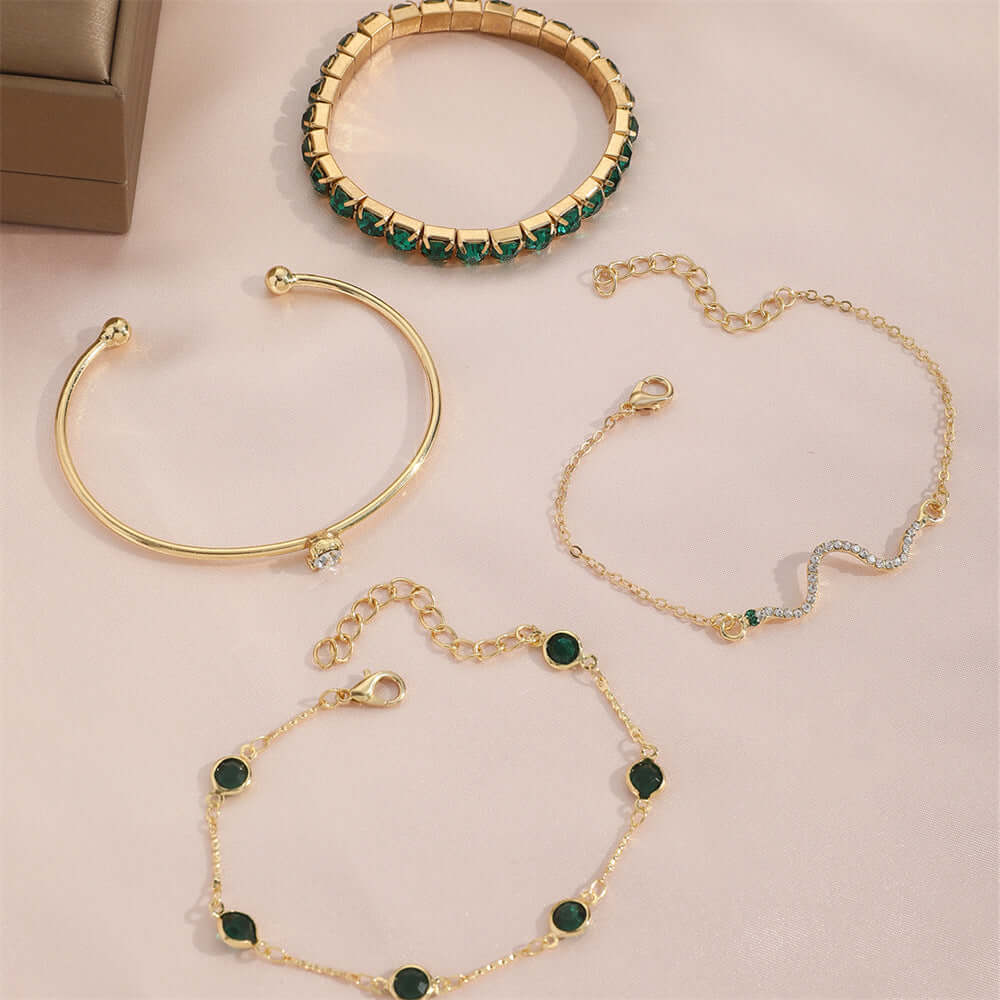 Heidi - Green Stone Bracelet Set