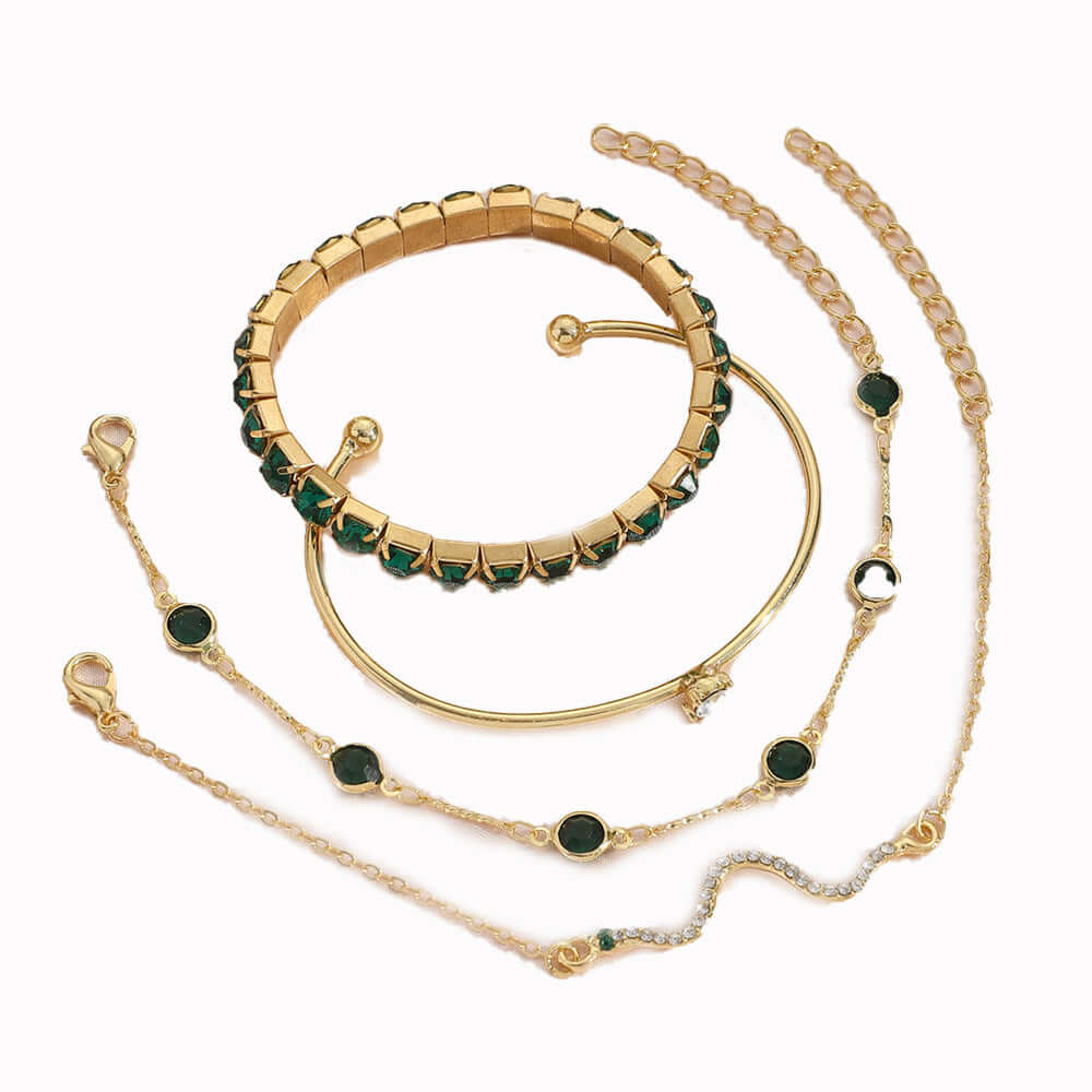 Heidi - Green Stone Bracelet Set