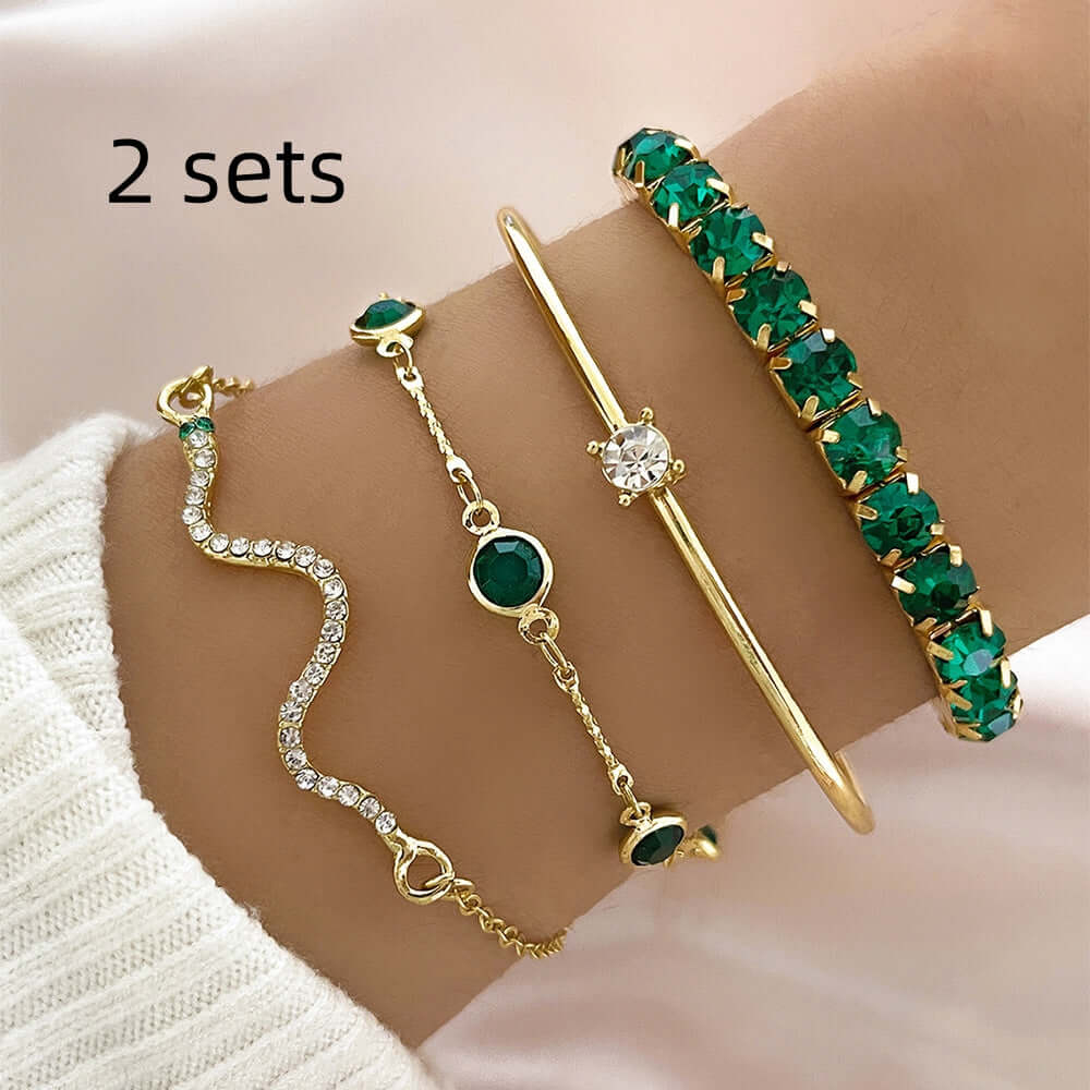 Heidi - Green Stone Bracelet Set