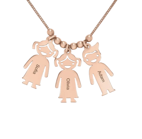 Caitlin - Mom Necklace with Engraved Kid Charms