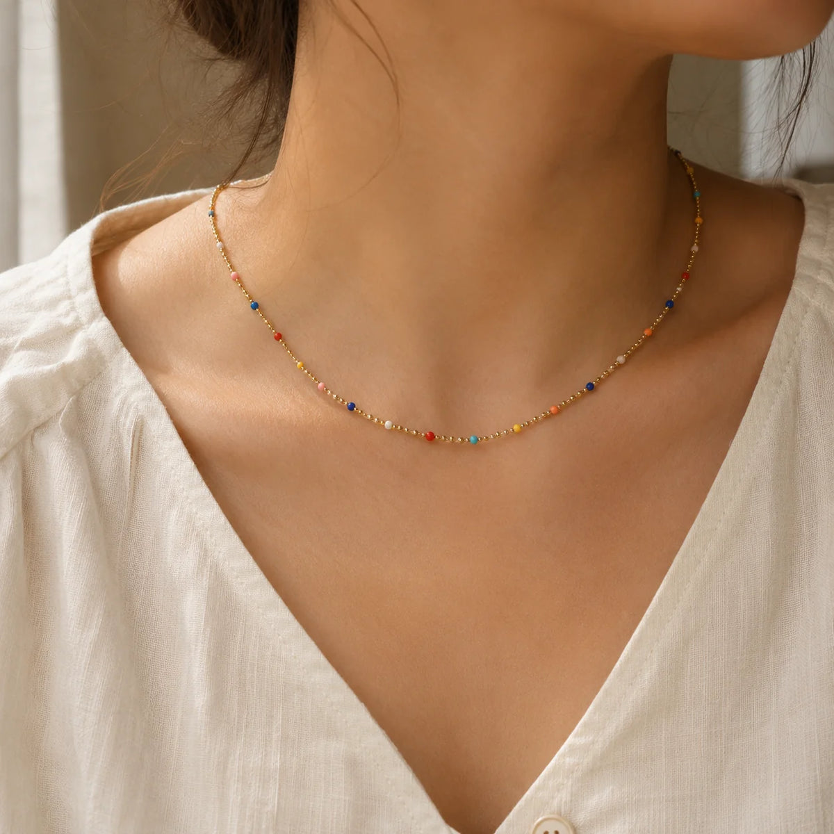 Colleen - Rainbow Dainty Choker Necklace