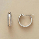 Linda - Gold Stripe Silver Hoop Earrings