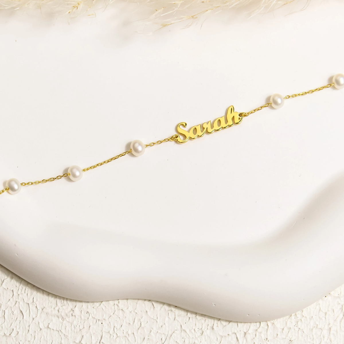 Maggie - Name Bracelet with Pearl Style Beads
