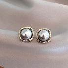 Molly - Gold Square Pearl Style Earrings