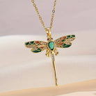 Celeste - Green Dragonfly Pendant Necklace