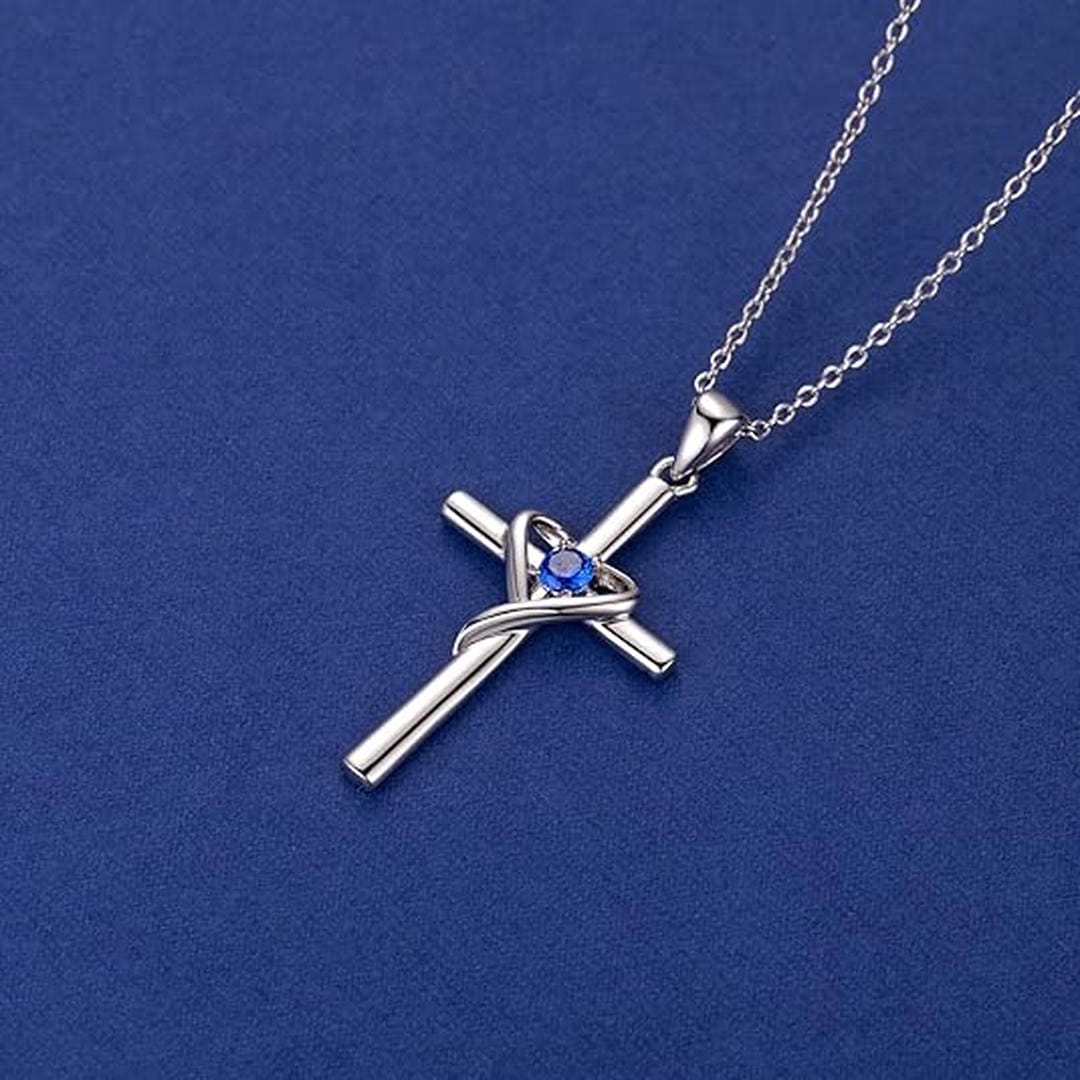 Adele - Blue Heart Cross Necklace