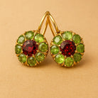 Miriam - Red and Green Round Drop Earrings