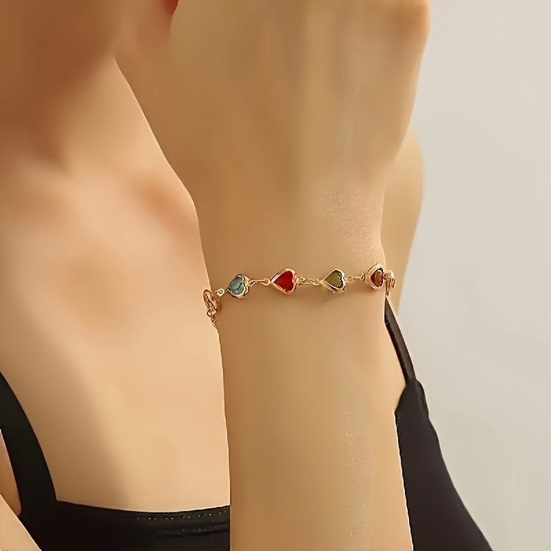 Helen - Rainbow Heart Stone Bracelet