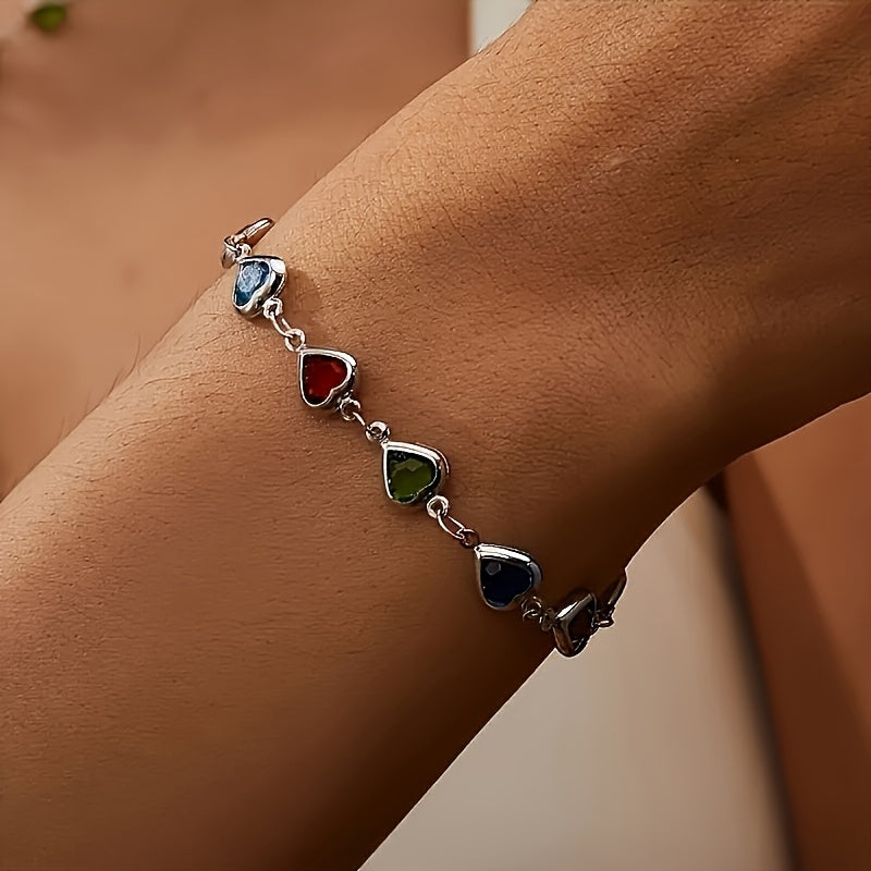 Helen - Rainbow Heart Stone Bracelet