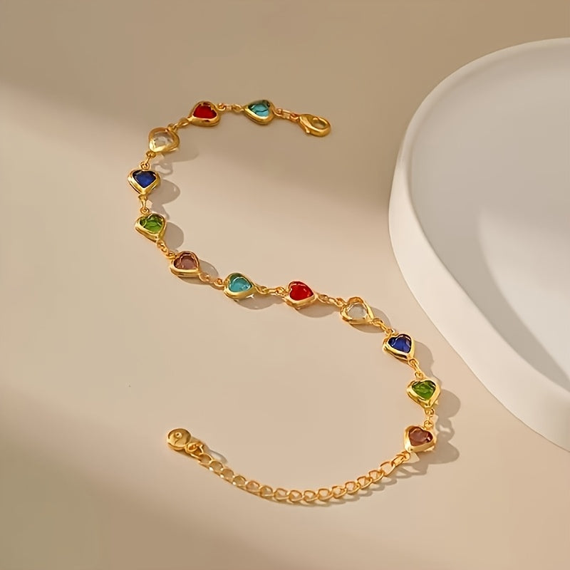 Helen - Rainbow Heart Stone Bracelet