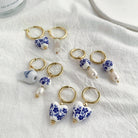 Allegra - Blue and White Heart Hoop Earrings