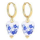 Allegra - Blue and White Heart Hoop Earrings