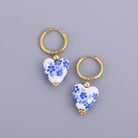 Allegra - Blue and White Heart Hoop Earrings