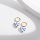 Allegra - Blue and White Heart Hoop Earrings