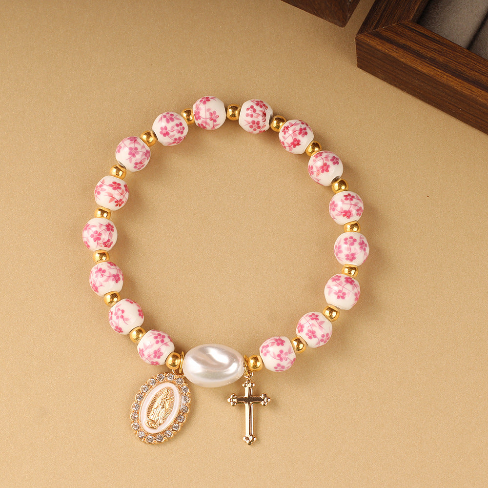 Adrienne - Blue Ceramic Bead Charm Bracelet