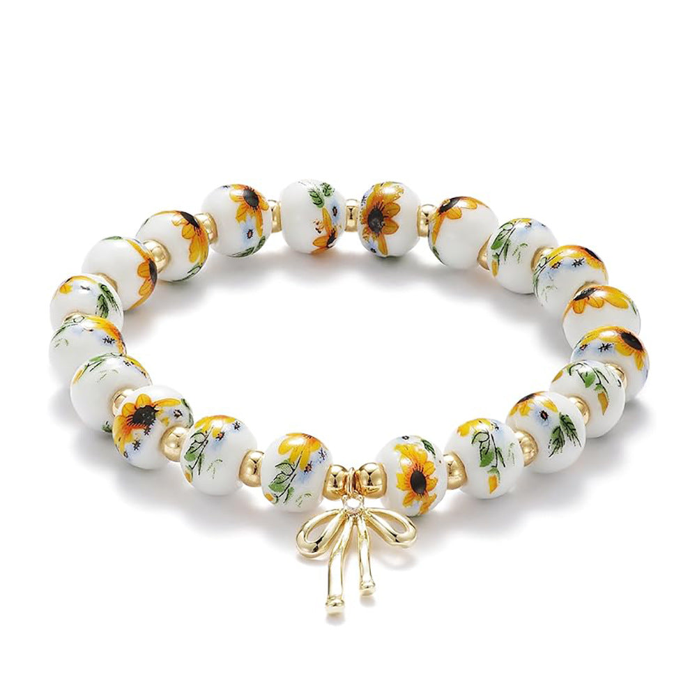 Adrienne - Blue Ceramic Bead Charm Bracelet