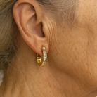 Erin - Gold Channel Stone Hoop Earrings