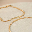 Nicole - Engraved Bar Bracelet with Curb Chain