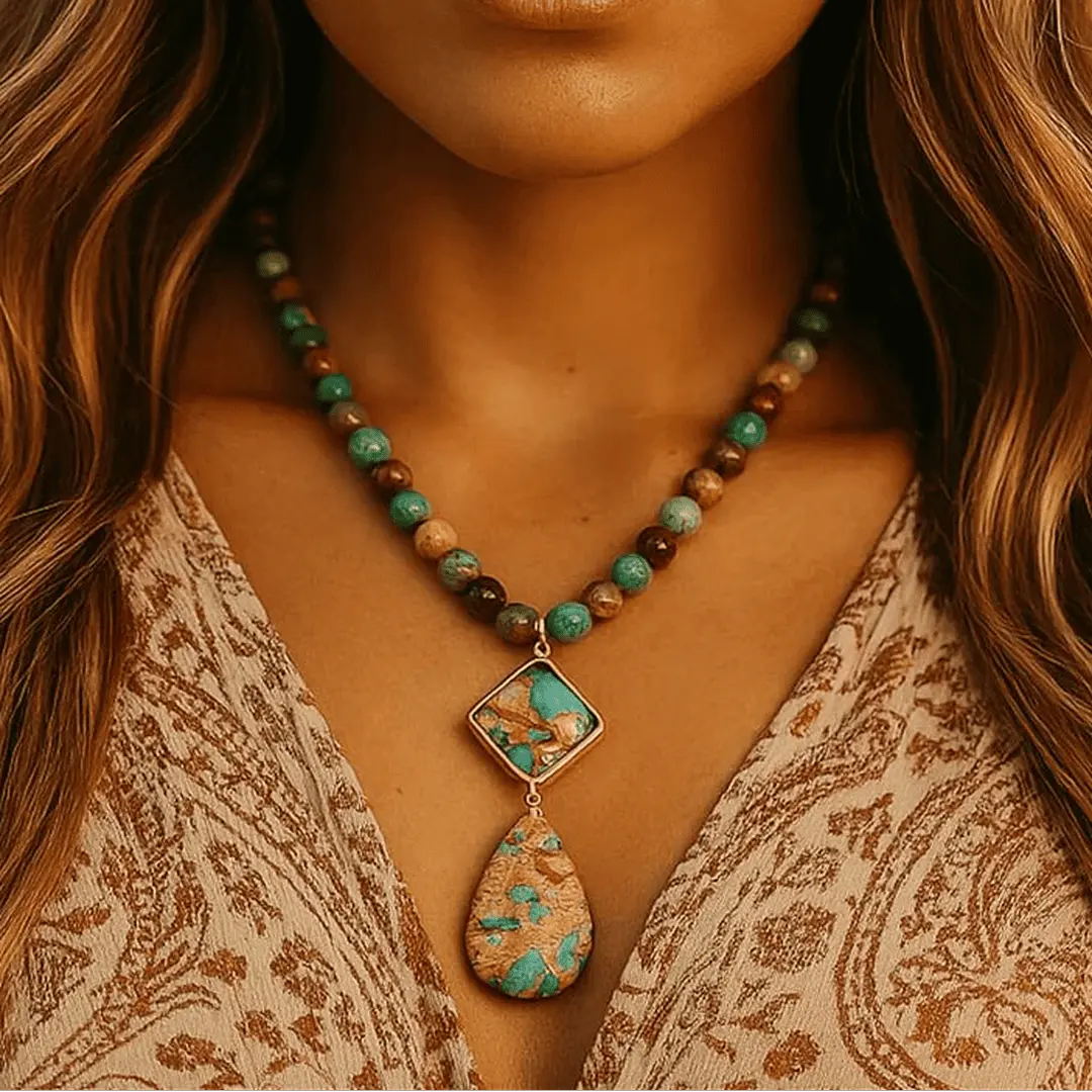 Hester - Multicolor Beaded Stone Necklace