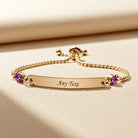 Beth - Engraved Bar Bracelet with Birthstones