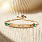 Beth - Engraved Bar Bracelet with Birthstones