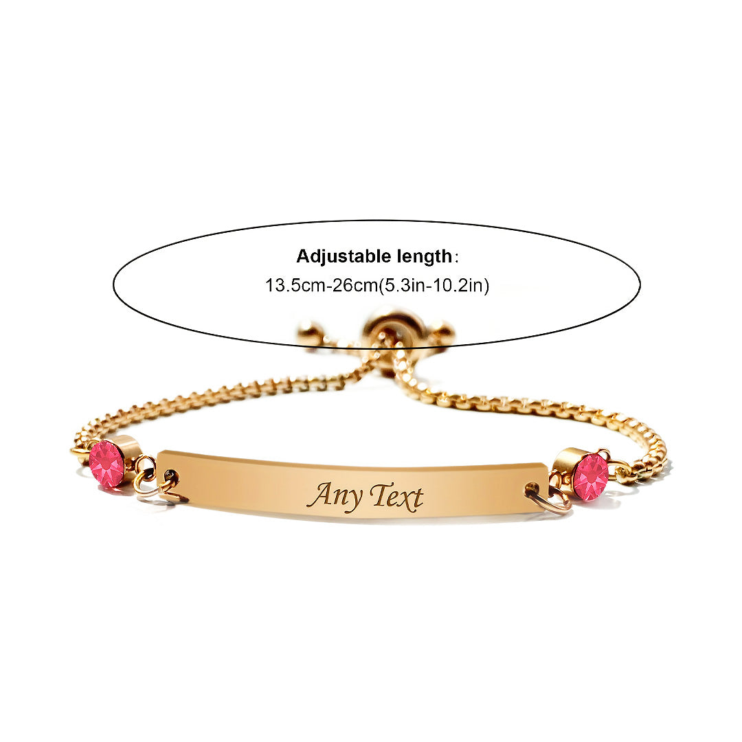 Beth - Engraved Bar Bracelet with Birthstones