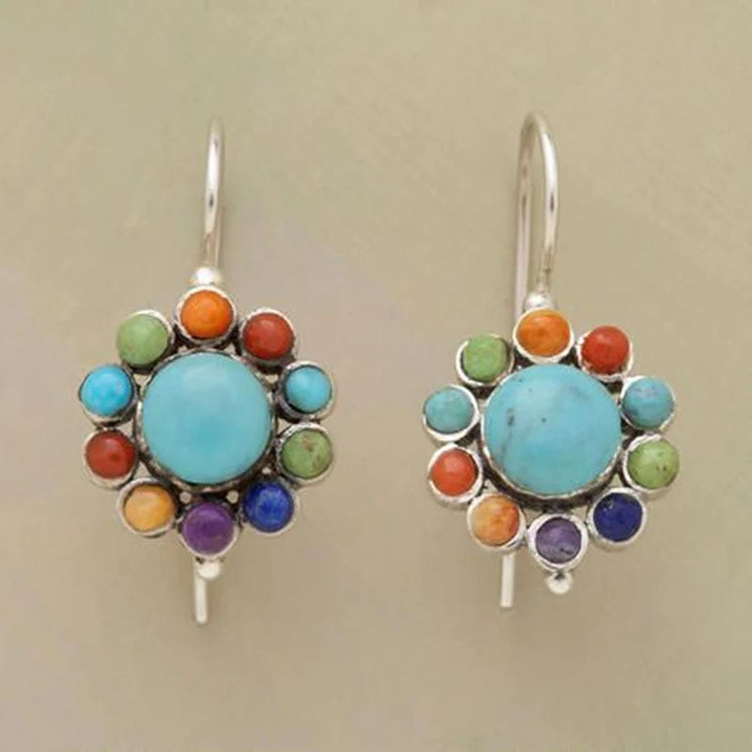 Isabel - Blue Accent Gold Hoop Earrings