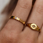 Celia - Stackable Name Ring with Birthstone