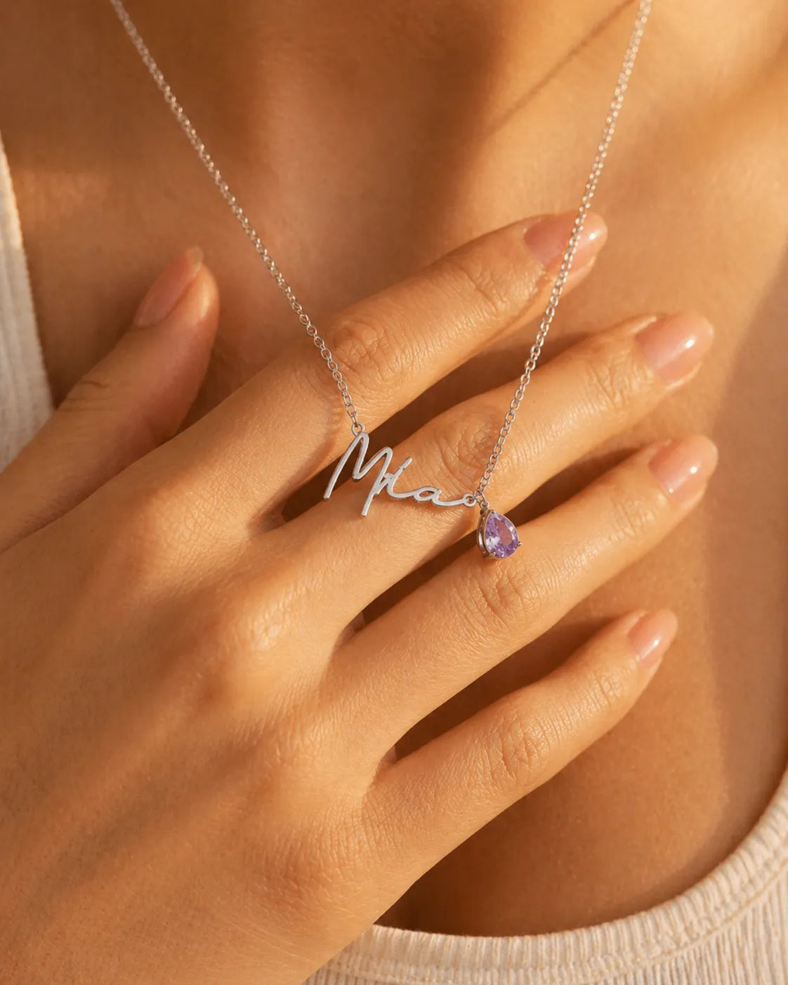 Mia - Name Necklace with Birthstone