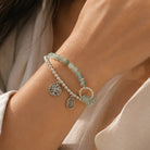 Tina - Double Layer Green Bead Bracelet