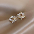 Emma - White Stone Flower Stud Earrings
