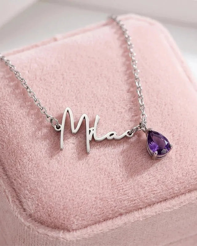 Mia - Name Necklace with Birthstone