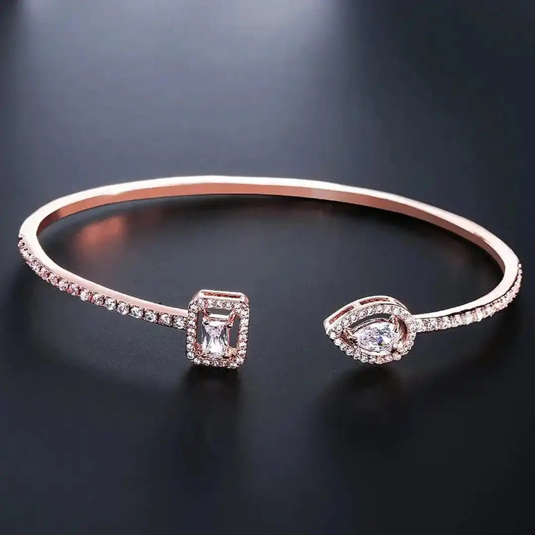 Elvira - Two Stone Open Cuff Bracelet