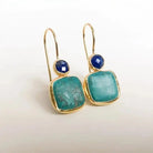 Joan - Ornate Gold Faux Turquoise Earrings
