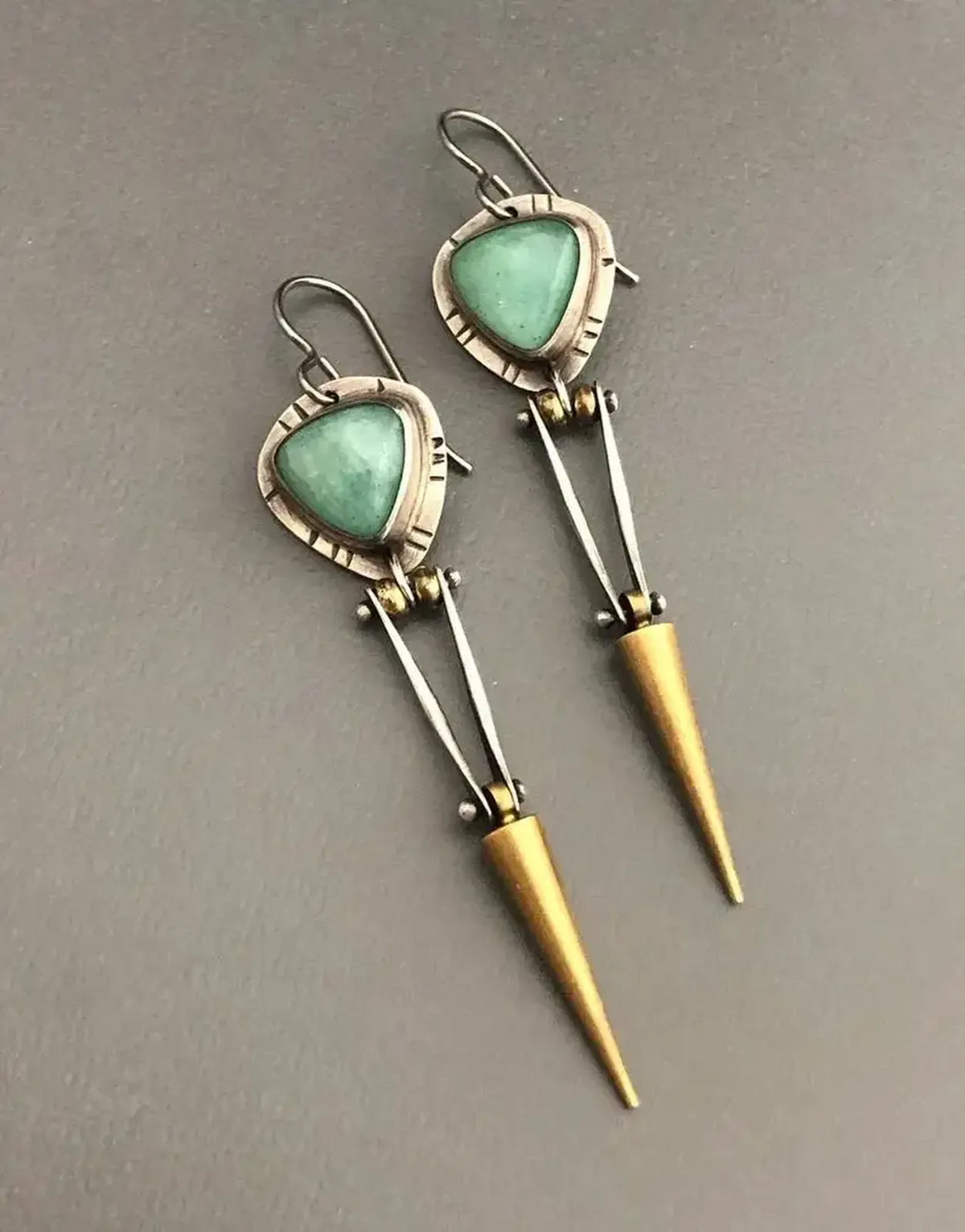 Gillian - Triangle Stone Bar Drop Earrings